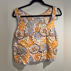 Nicole Miller Orange and Purple Floral Tank Top